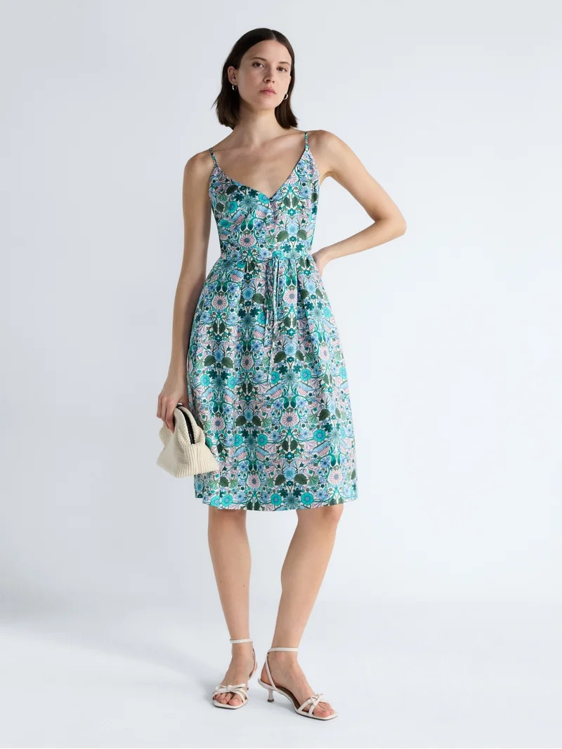 Free Assembly Women's and Women's Plus Sleeveless Printed Silk Dress, Sizes XS-4X - Walmart.com | Walmart (US)