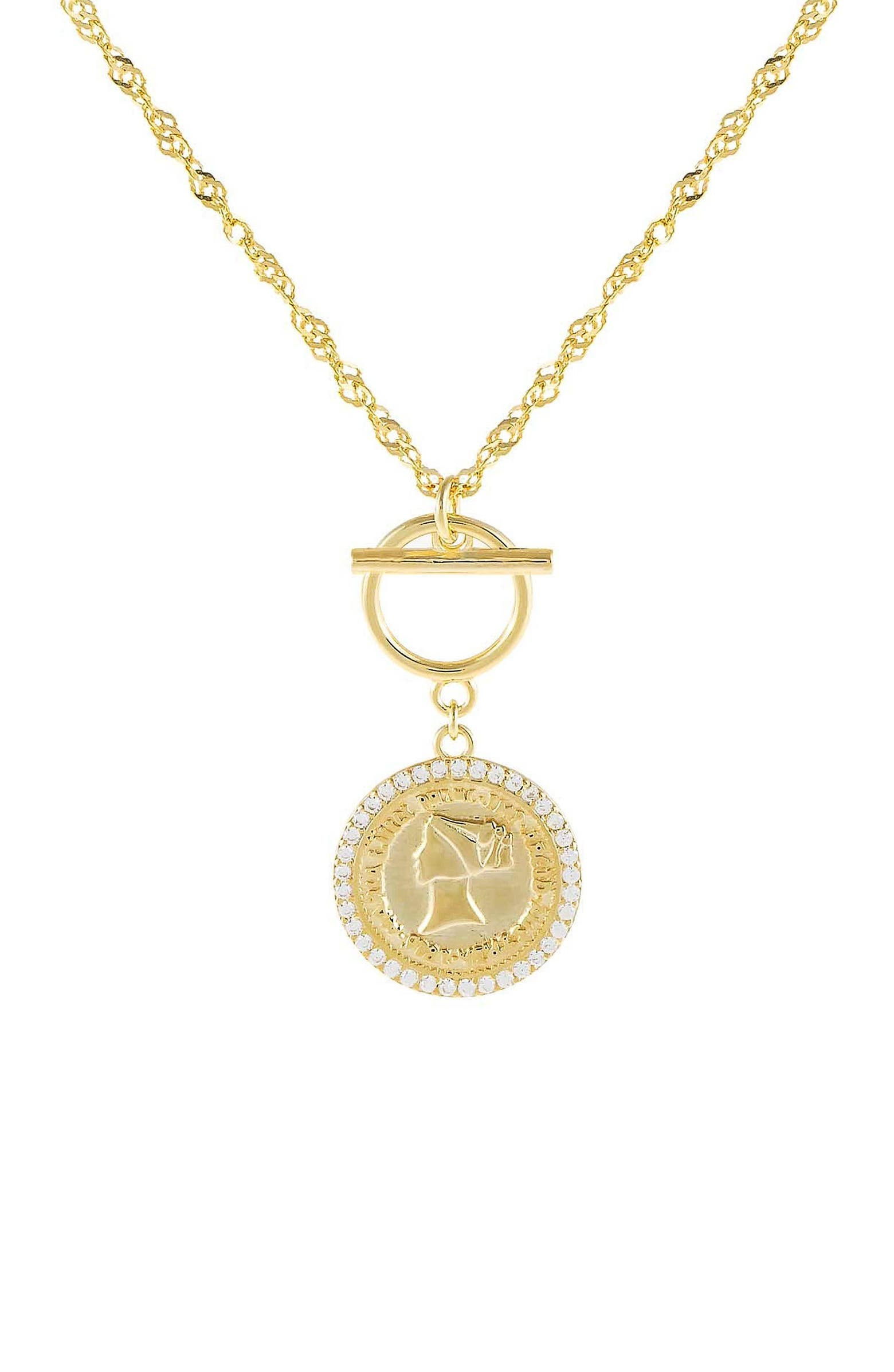 Adina's Jewels Pavé Coin Toggle Necklace | Nordstrom | Nordstrom