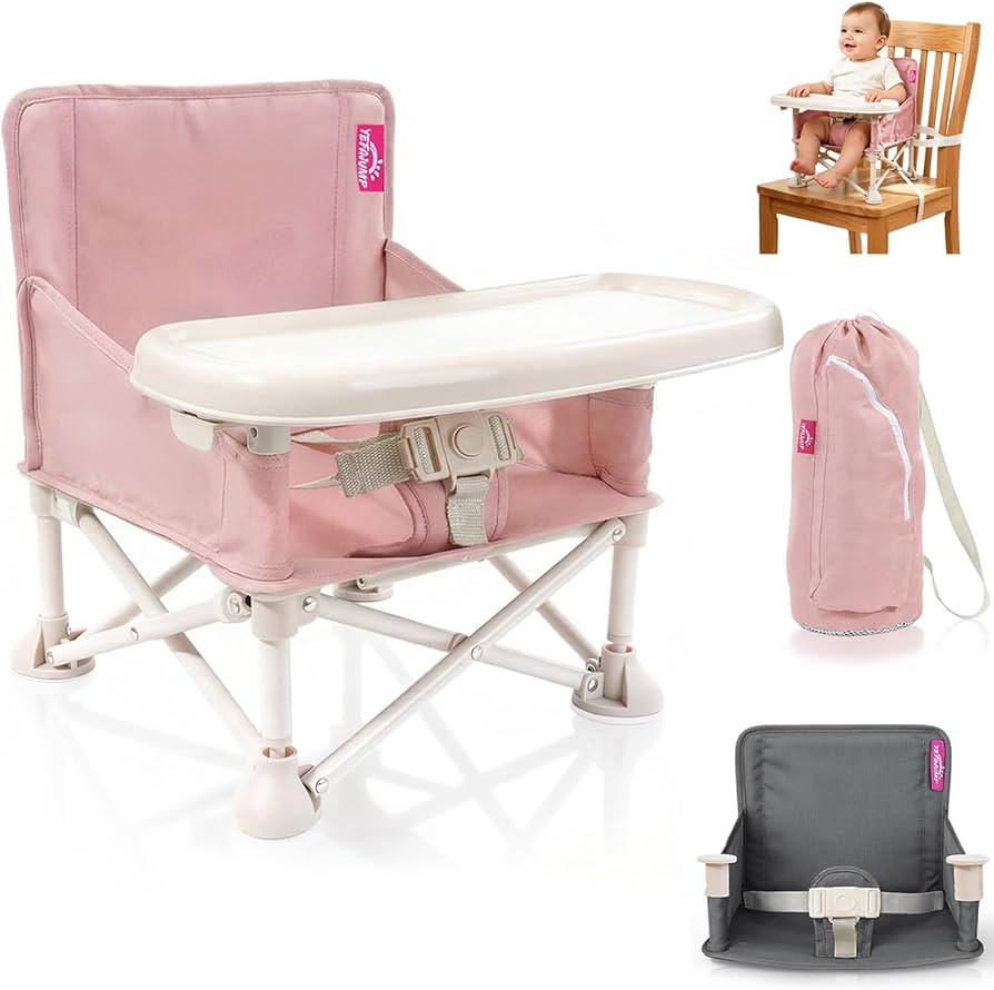 Portable Baby Chair, Baby Beach Chair with 2-Pack Interchangeable Seat Covers, Portable Booster S... | Amazon (US)