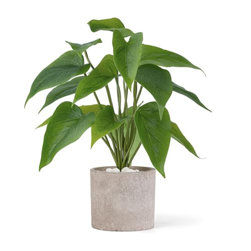 Mkono Fake Plants in Pot, 11" Potted Artificial Plants for Home Decor Indoor Faux Green Leaf Plant with Planter for Desk Shelf Table Office Room Decoration (Grey, Small) | Amazon (US)