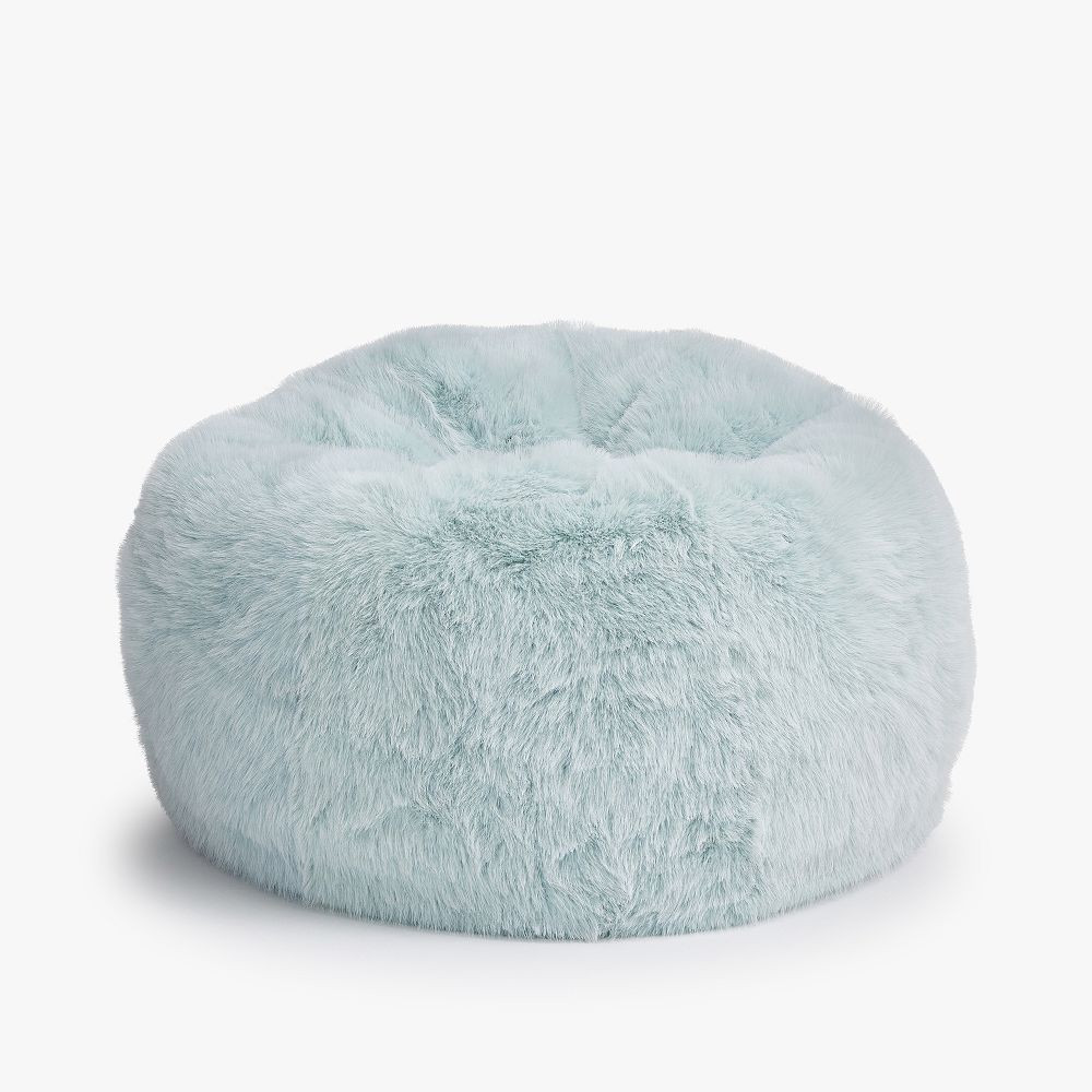 Feathery Faux Fur Porcelain Blue Bean Bag Chair, Slipcover + Insert, Large | Pottery Barn Teen