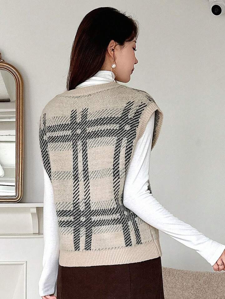DAZY Plaid Pattern Sweater Vest Without Tee | SHEIN