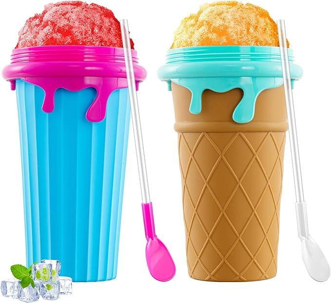 Double Layers Slushie Cup, DIY Homemade Squeeze Icy Cup, LEEVOT Frozen Magic Squeeze Slushy Maker... | Amazon (US)