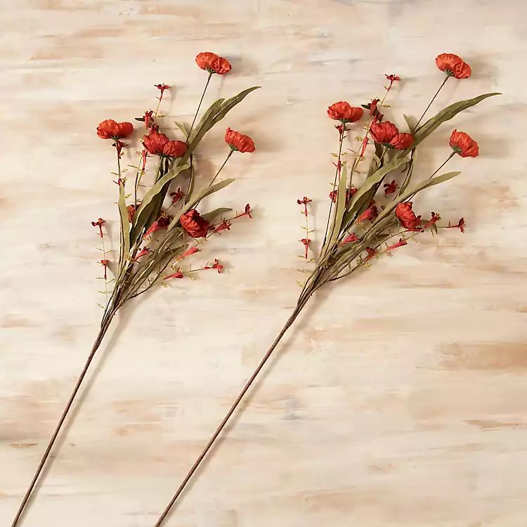 New!Orange Poppy Stems, Set of 2 | Kirkland's Home