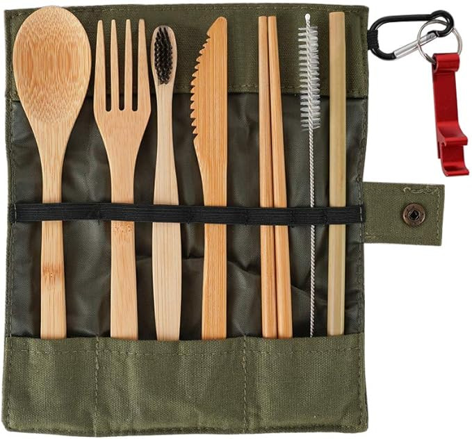 Skosod Travel Utensils Reusable Utensils with Case Eco-Friendly Bamboo Cutlery Set for Kids & Adu... | Amazon (US)