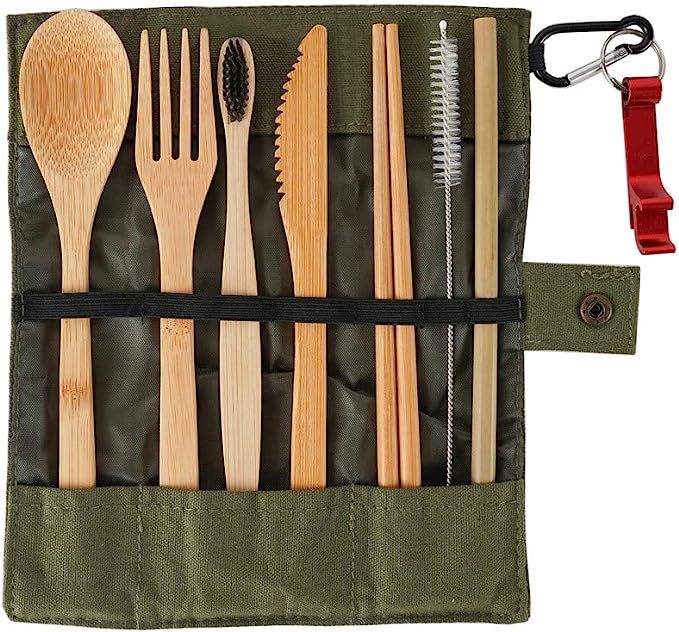 Skosod Travel Utensils Reusable Utensils with Case Eco-Friendly Bamboo Cutlery Set for Kids & Adu... | Amazon (US)