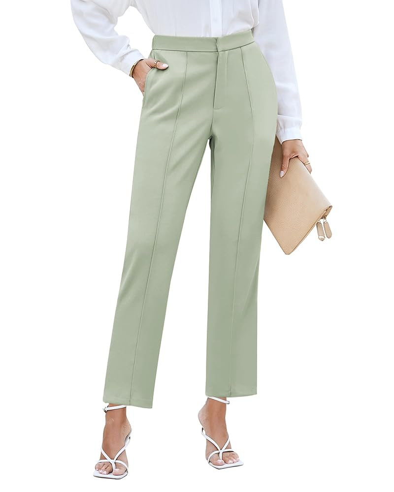 GRAPENT Dress Pants Women High Waisted Work Pants Dressy Casual Straight Leg Elastic Waist Croppe... | Amazon (US)
