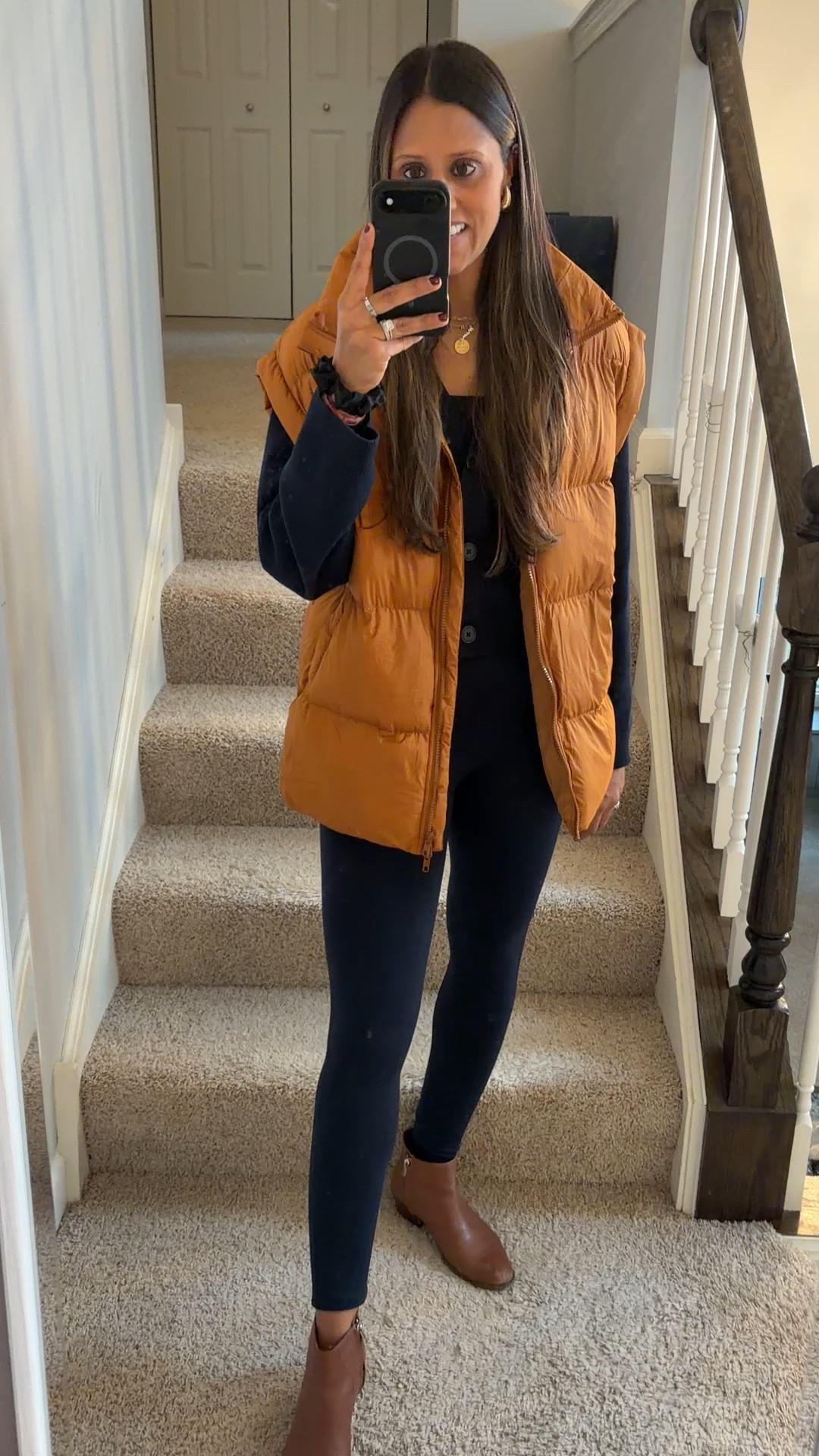 The best vest! Tan and black are winter essential, these earrings are adorable and the perfect addition to a casual fit!

#LTKFindsUnder50 #LTKmomlife #LTKootd