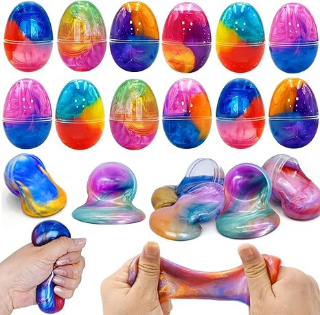 12 Pack Prefilled Easter Galaxy Slime Eggs, Slime Egg Fillers Stress Reliever Squishies Toys for ... | Amazon (US)