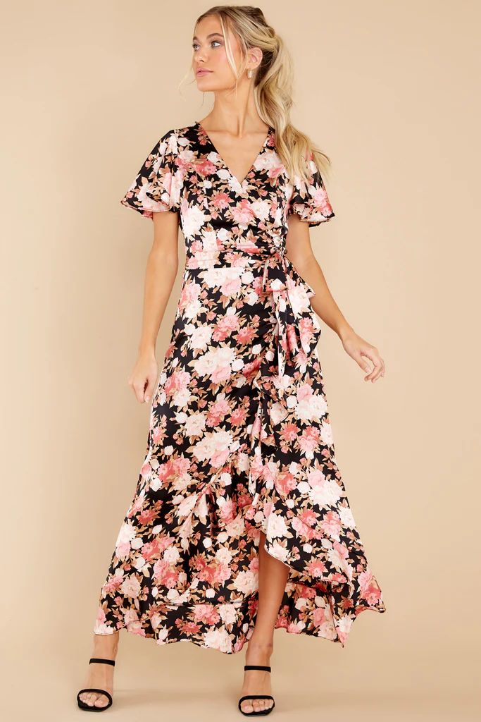 Lyrics Of Luxury Black Floral Print Maxi Dress | Red Dress 