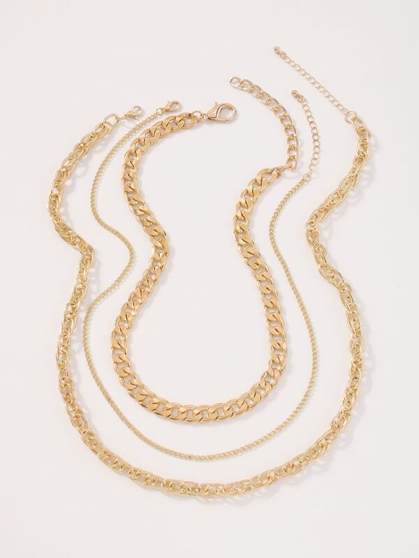 3pcs Simple Chain Necklace | SHEIN