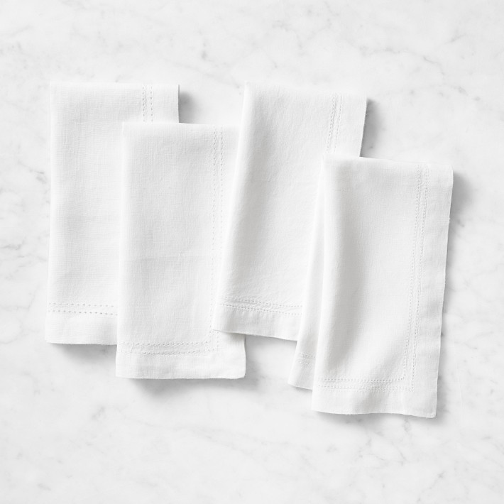 Linen Double Hemstitch Napkins, Set of 4 | Williams-Sonoma