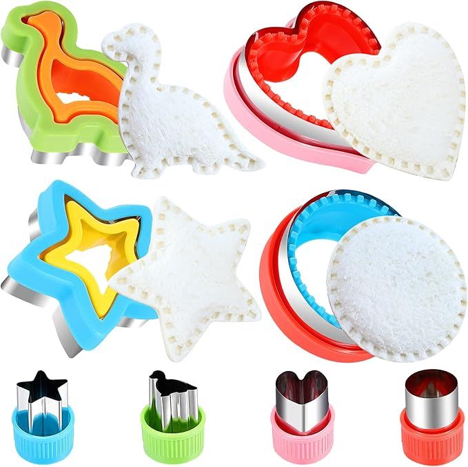 Sandwich Cutter and Sealer,Bread Sandwich Decruster Maker Fruit Vegetable Cookie Cutters for Kids... | Amazon (US)