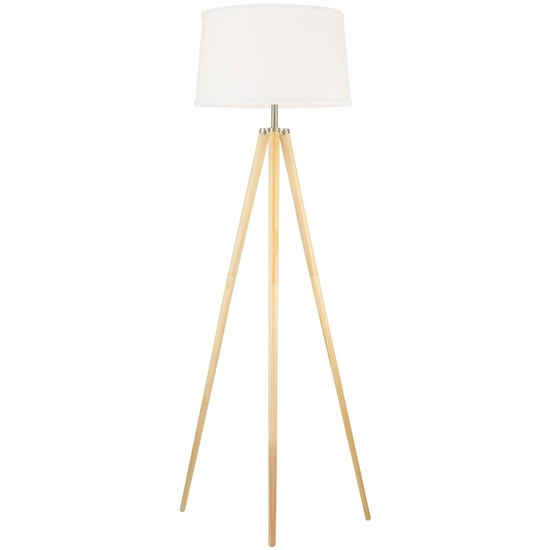 Revel Grace 60.5" Contemporary Wooden Tripod Floor Lamp + White Shade | Walmart (US)