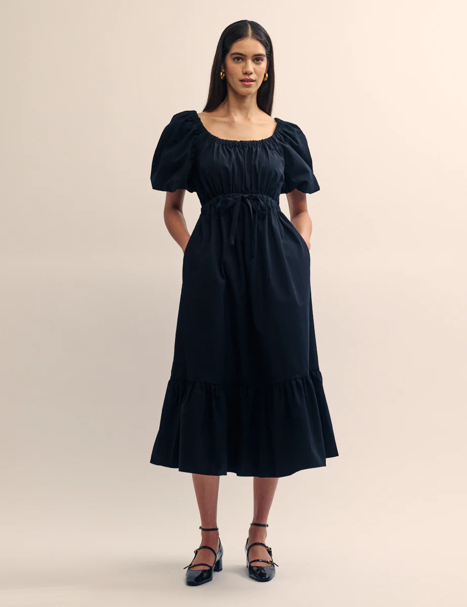 Black Scoop Neck Rory Midi Dress | Nobody's Child