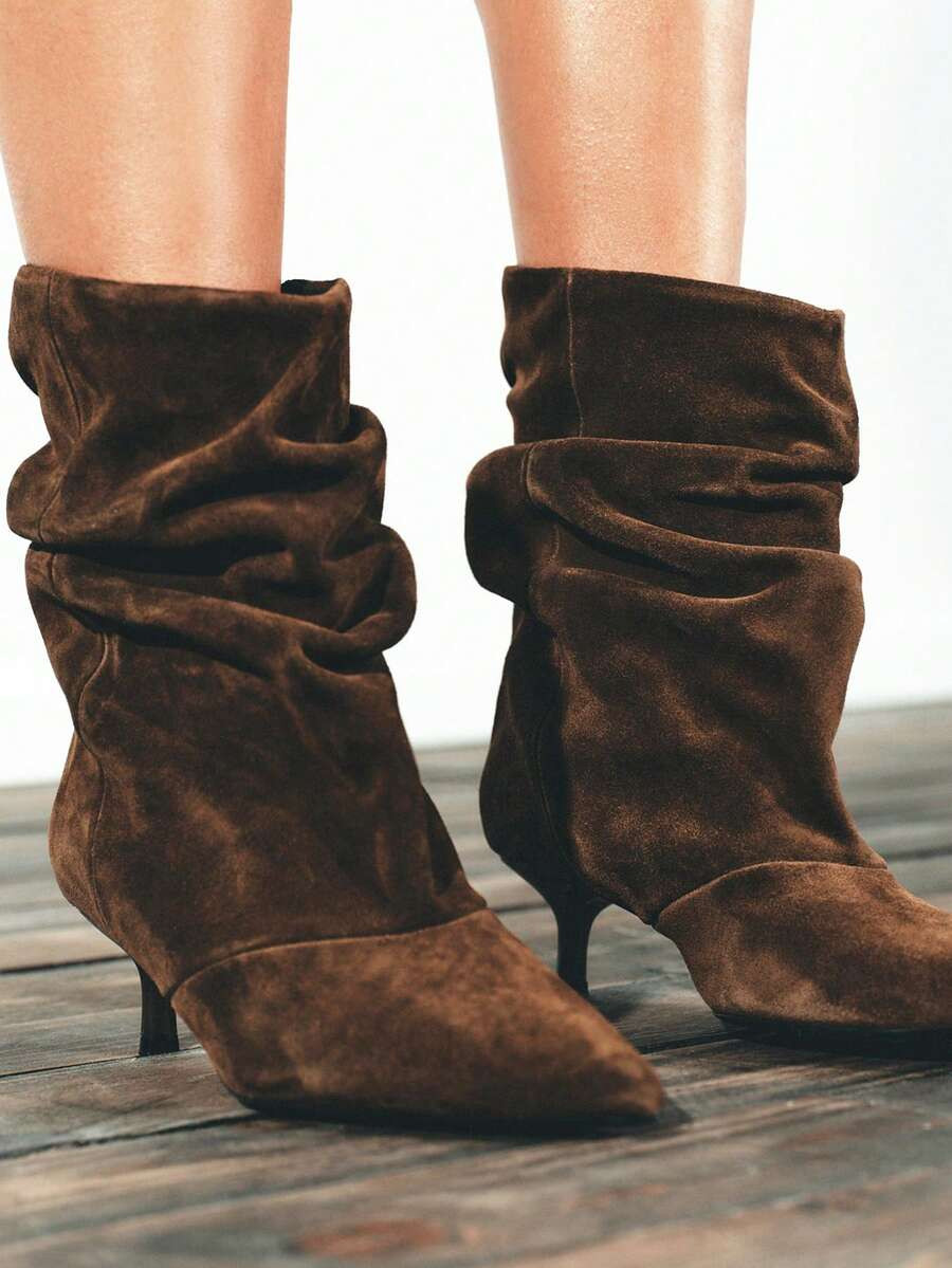 Western Style Office Lady Shoes, Women's Fashion Boots, Women's Mid-Calf Boots 2025 Autumn/Winter... | SHEIN