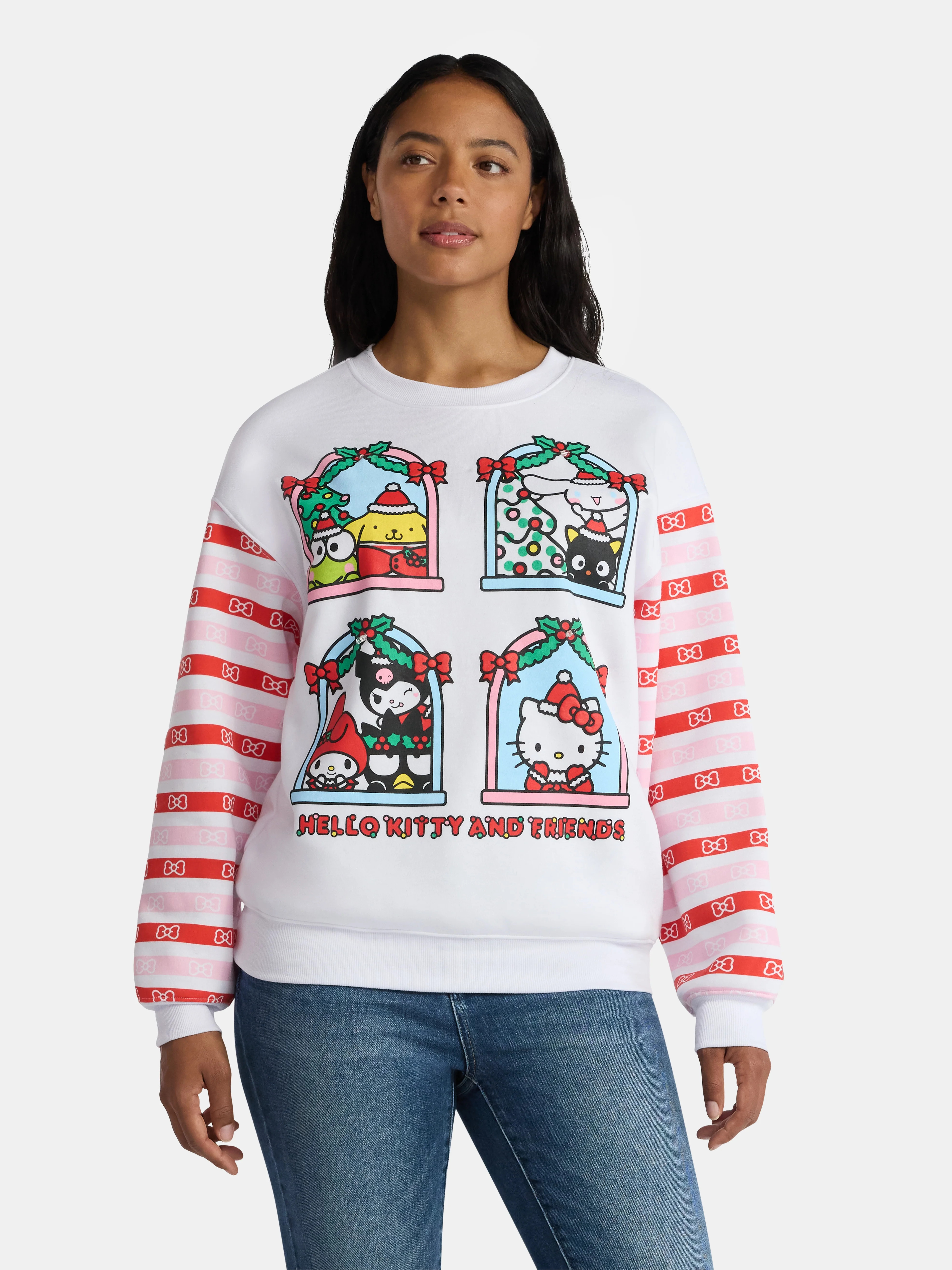 Hello Kitty and Friends Women's Light Up Christmas Graphic Sweatshirt with Long Sleeves, Sizes XX... | Walmart (US)