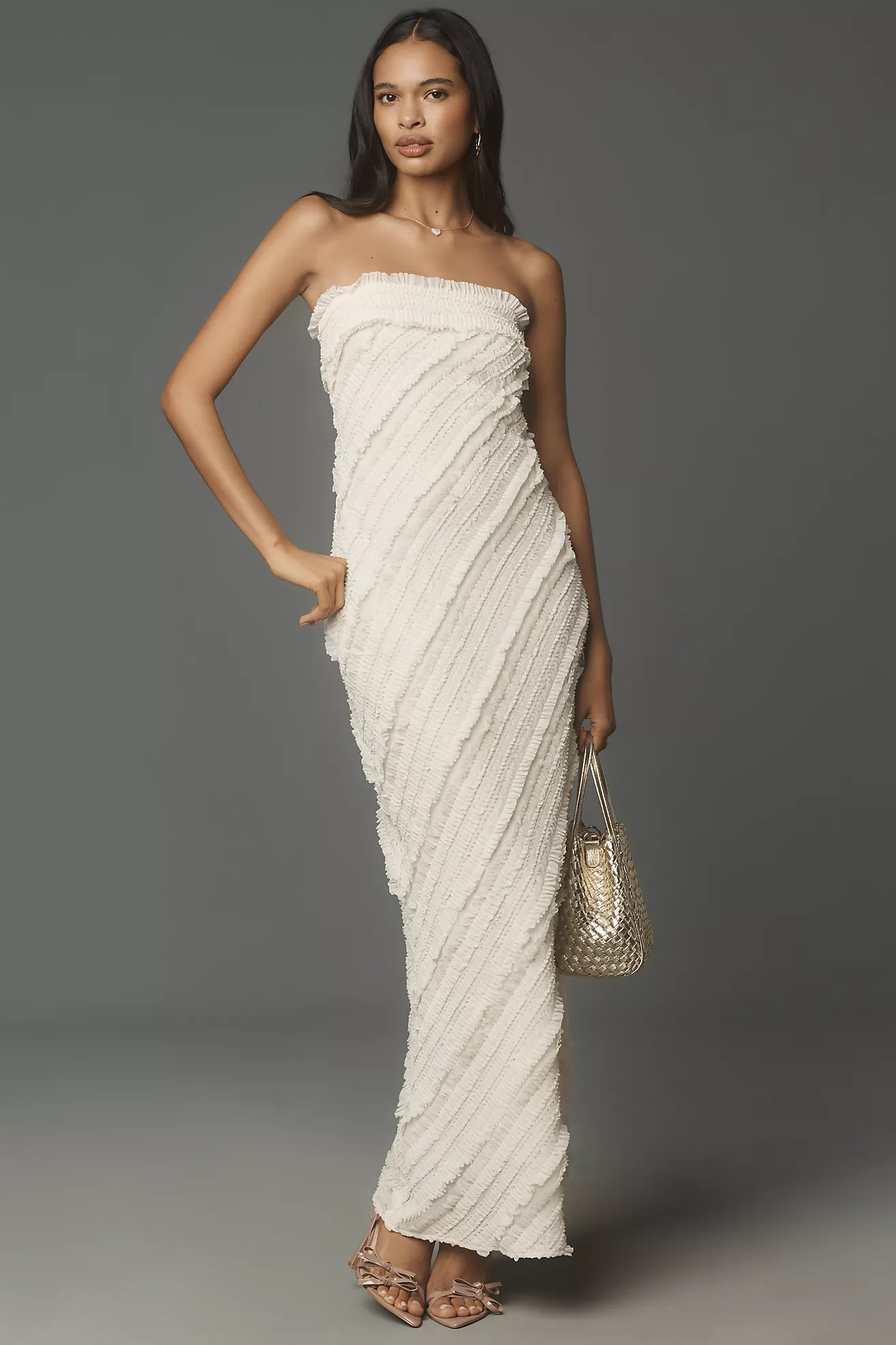 Endless Rose Strapless Textured Column Midi Dress | Anthropologie (US)