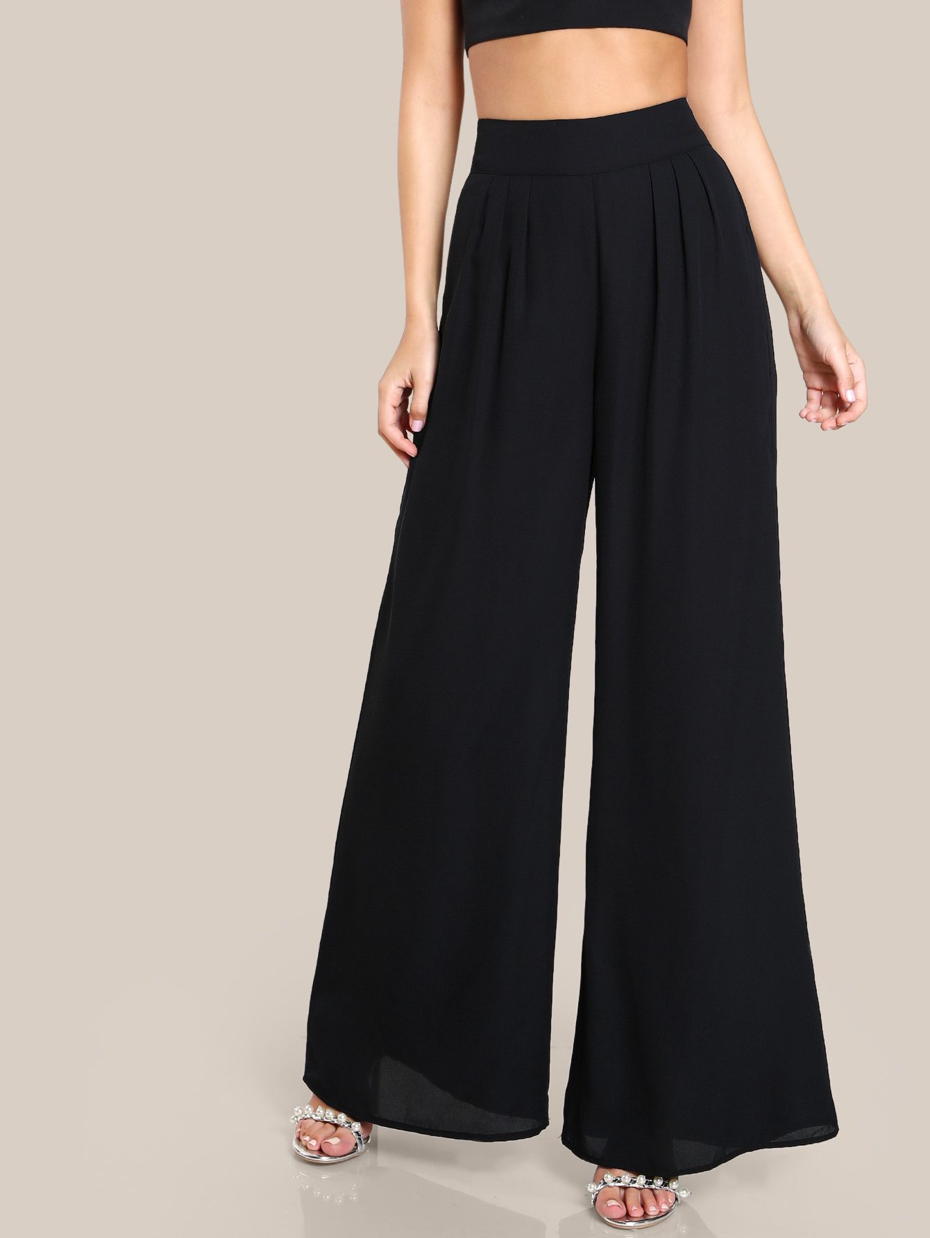 Box Pleated Palazzo Pants | SHEIN