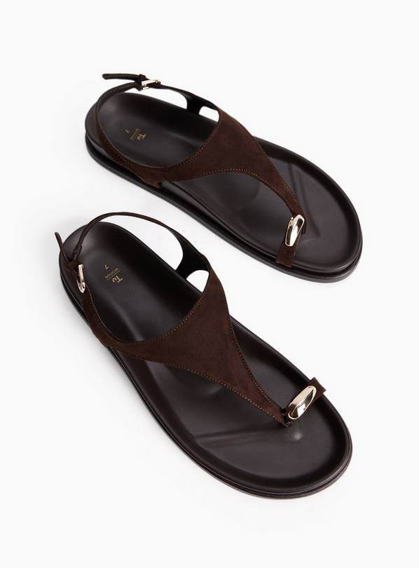 Brown Jewelled Toe Detail Elevated Footbed Sandals 7 | Tu Clothing