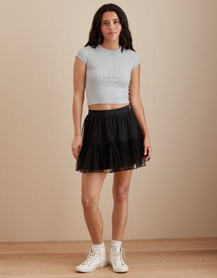 AE High-Waisted Tulle Mini Skirt | American Eagle Outfitters (US & CA)