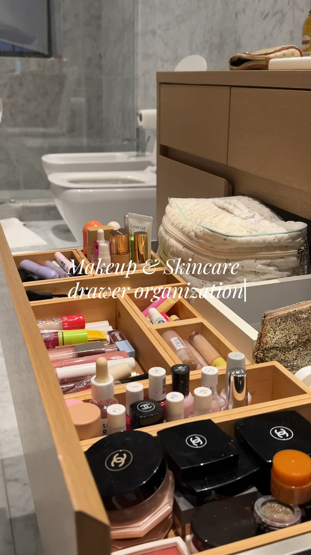 Makeup and skincare drawer organization 
