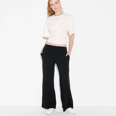 Women's Mid-Rise Wide Leg Sweatpants - Wild Fable™ Black S | Target