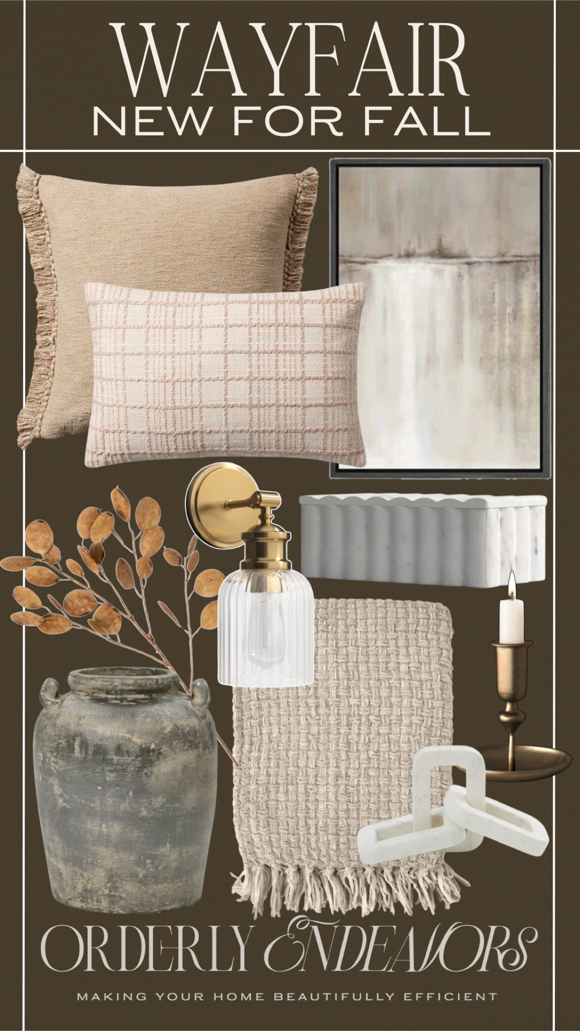 New for fall at Wayfair includes gold candle holder, marble link decor, wall sconce, throw blanket, black vase, fall stems, throw pillows, marble decorative box, wall art.

Home decor, fall home decor, Wayfair home finds, cozy fall home 

#LTKStyleTip #LTKFindsUnder50 #LTKHome