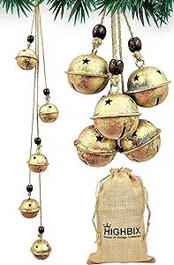 HIGHBIX Set of 5 Harmony Jingle Bells Vintage Handmade Rustic Lucky Christmas Hanging Décor Bell... | Amazon (US)