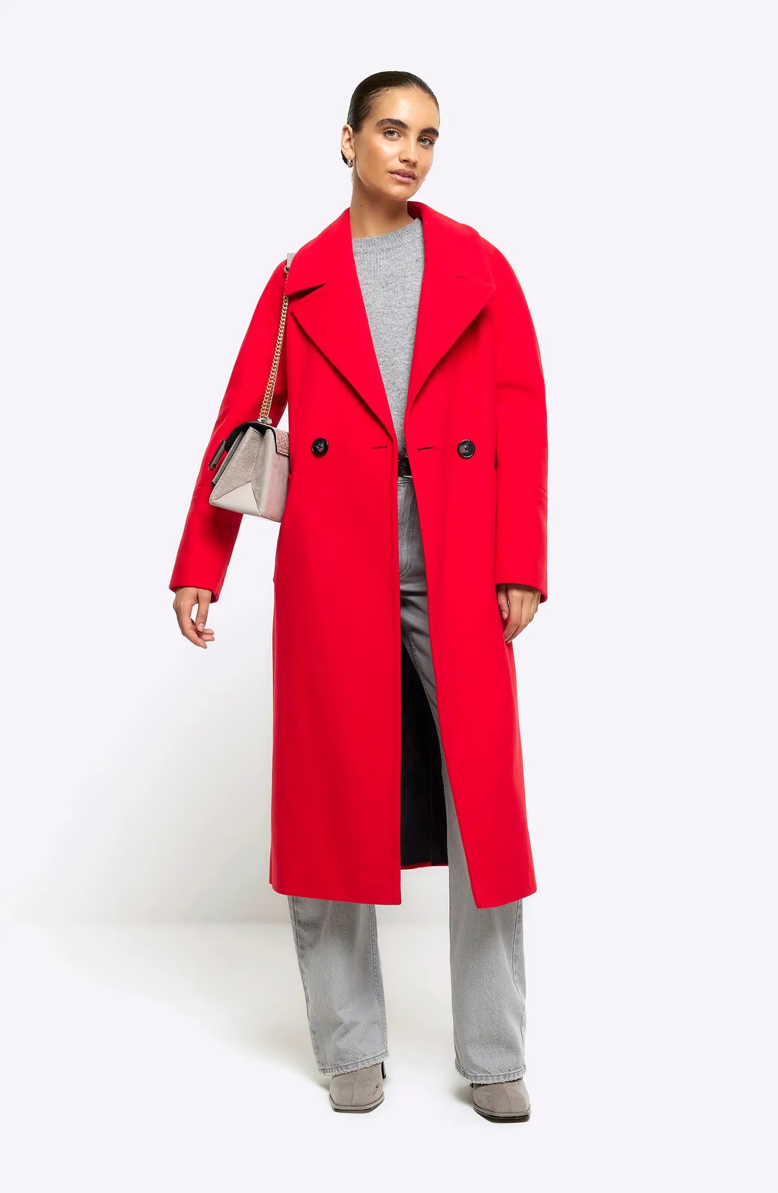 River Island Oversize Slouch Double Breasted Coat | Nordstrom | Nordstrom