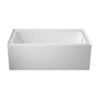 60 in. x 32 in. Acrylic Alcove Skirt Soaking Bathtub with Right Overflow and Drain in Pure White | The Home Depot