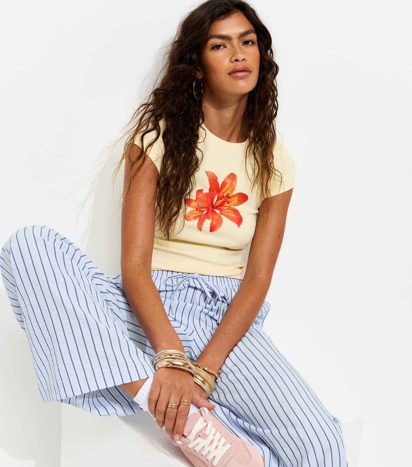 Blue Striped Seersucker Wide Leg Trousers | New Look | New Look (UK)