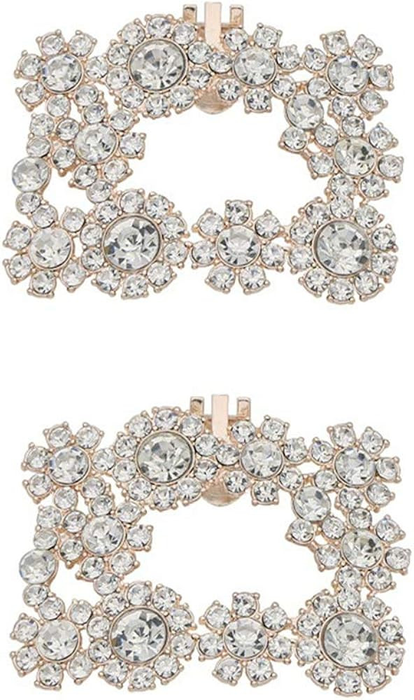 MLAVXCC 2Pcs Decorative Wedding Flower Shoe Clips Rhinestones Decorations Charms Shoe Buckle | Amazon (US)