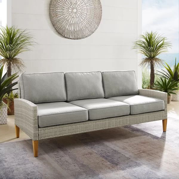 Meacham Outdoor Patio Sofa with Cushions | Wayfair North America