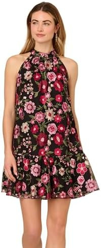 Adrianna Papell Women's Embroidered Short Dress | Amazon (US)