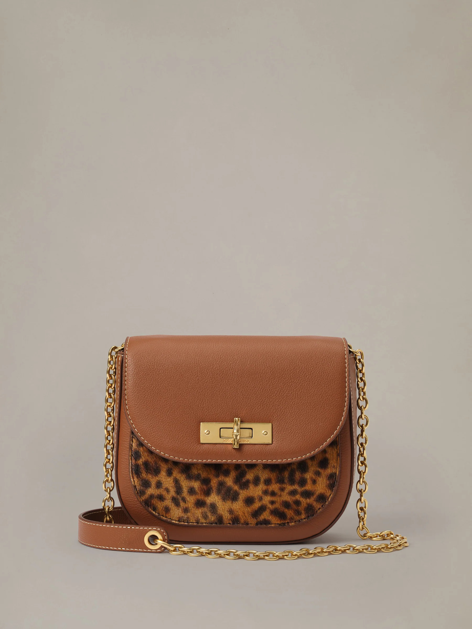 Saddle/Brown Leopard Waverly Leather Handbag | Women's Handbags | J.McLaughlin | J.McLaughlin