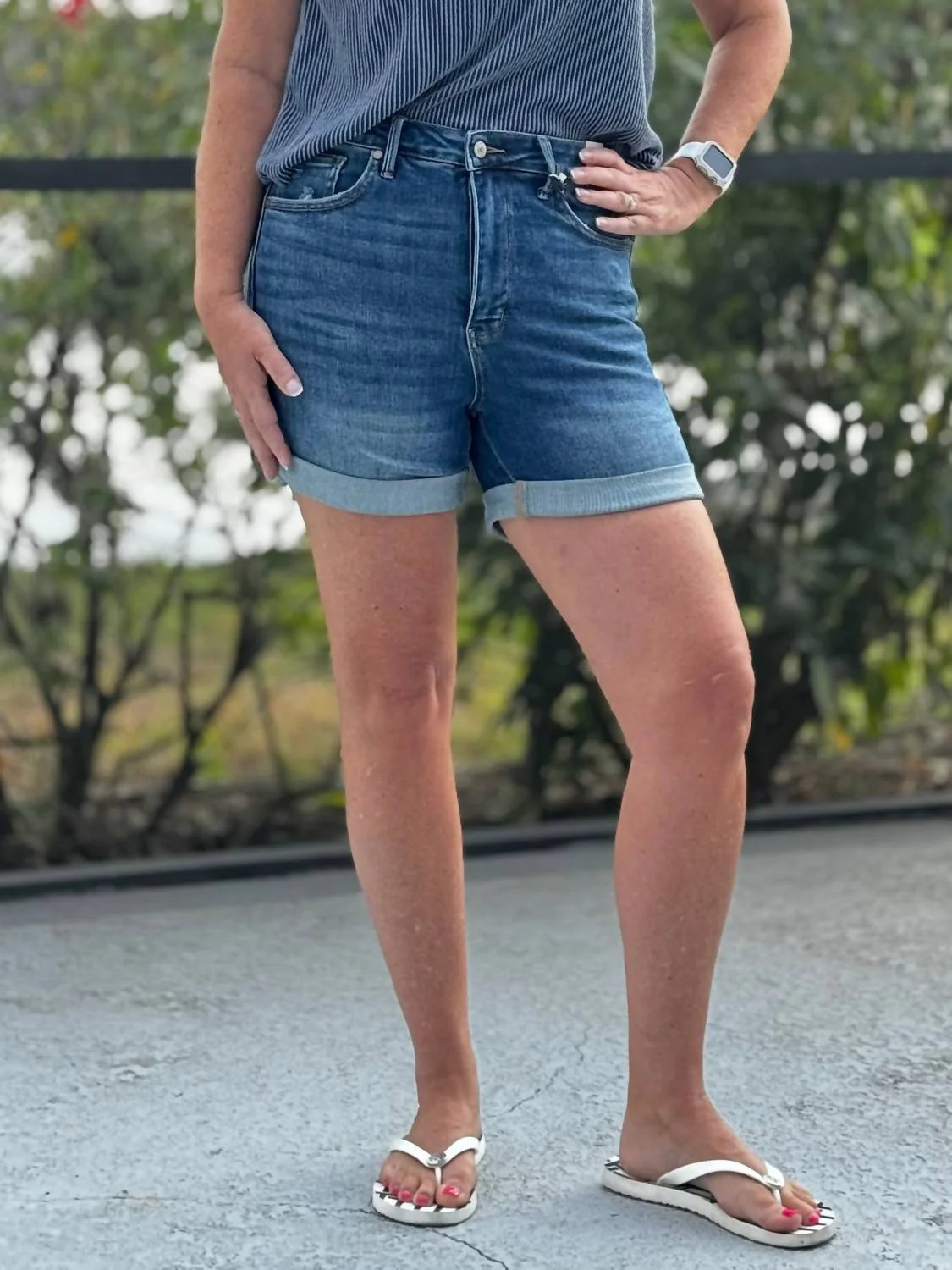 Off The Cuff Tummy Control Shorts In Blue | Shop Simon