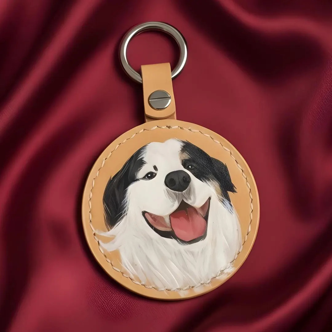 Custom Hand-painted Pet Portrait Leather Keyring: Personalized Dog Memorial - Etsy | Etsy (US)