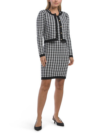 2pc Houndstooth Sweater Mini Dress And Matching Jacket | TJ Maxx
