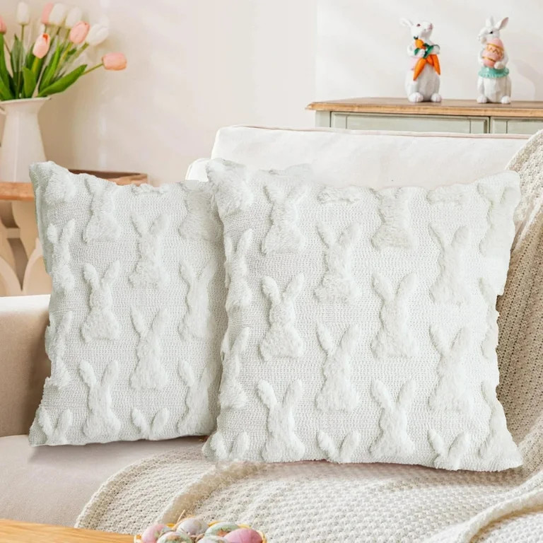 PayUSD Easter Pillow Covers 18x18 inch Set of 2 Easter Soft Plush Faux Fur Jacquard Throw Pillows... | Walmart (US)