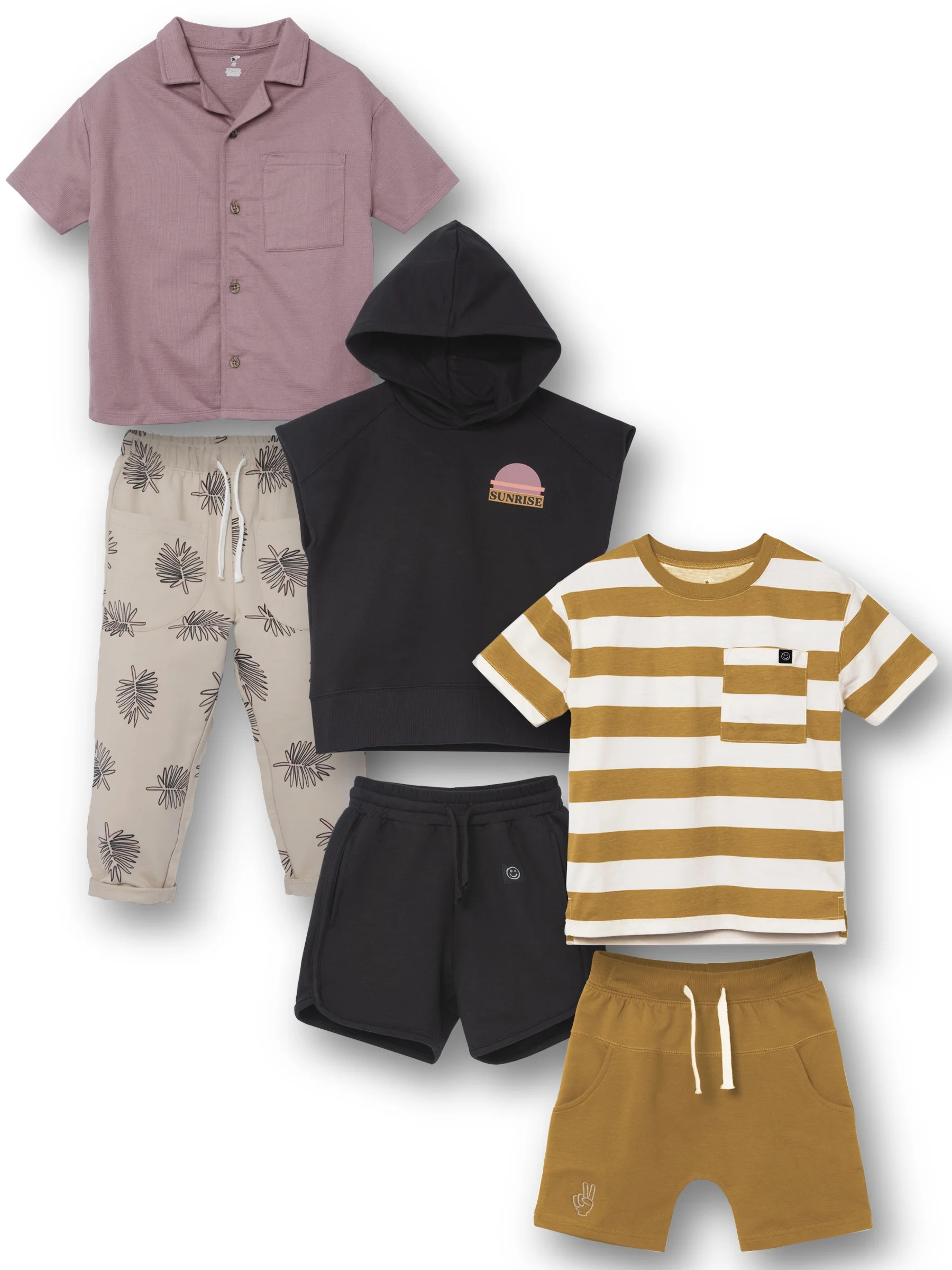 Little Star Organic Toddler Boys 6Pc Mix & Match Bundle Set, Sizes 12M-10 | Walmart (US)