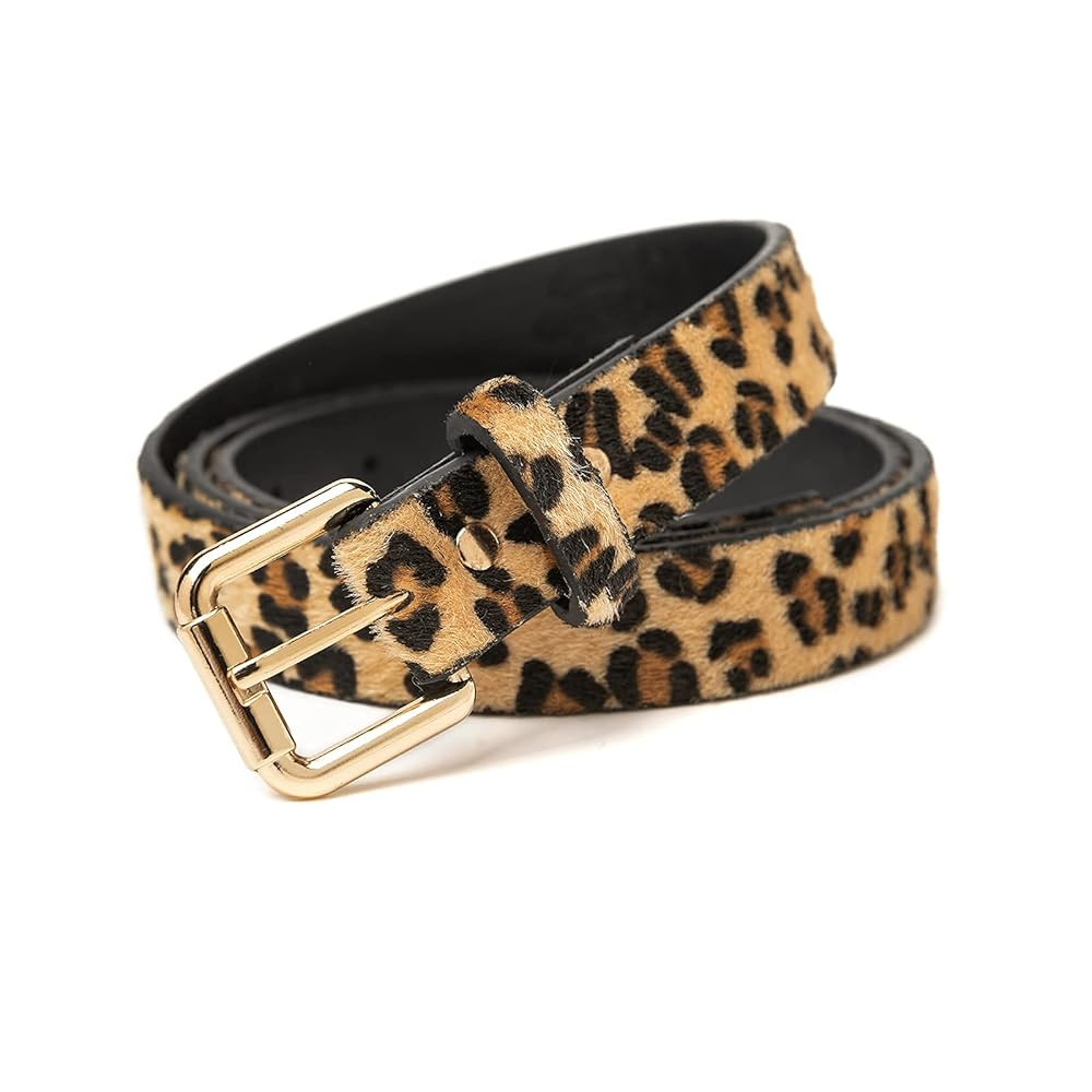 Miss Danger Leopard Belt Alloy Buckle for women Leather Belt with Pants Jeans Dresses | Amazon (US)