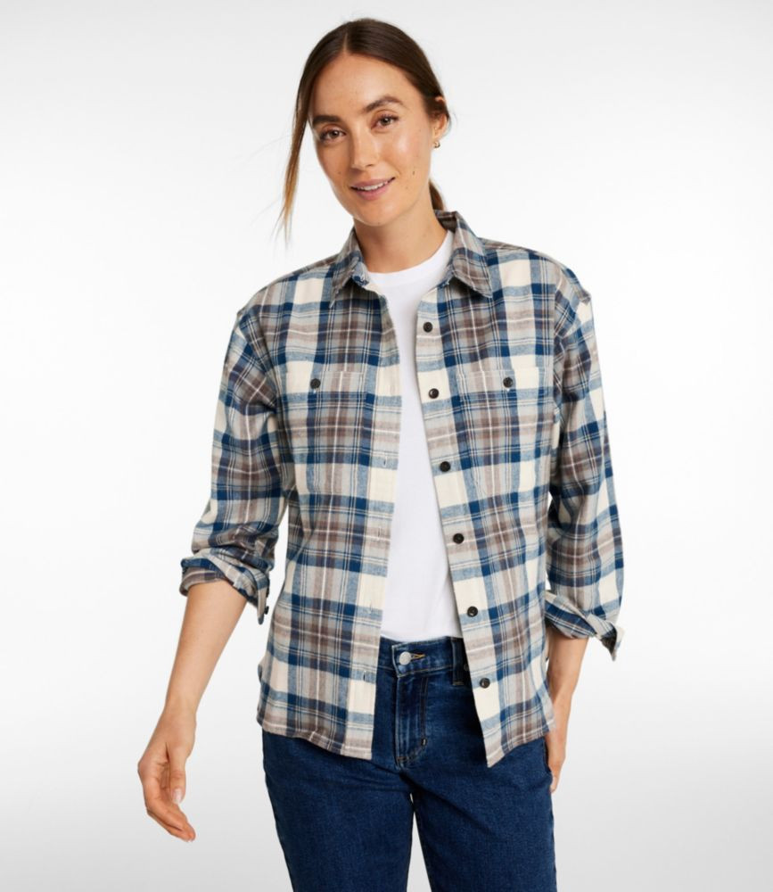 Women's Scotch Plaid Flannel Shirt, Boyfriend Indigo Tartan Small L. L.Bean | L.L. Bean