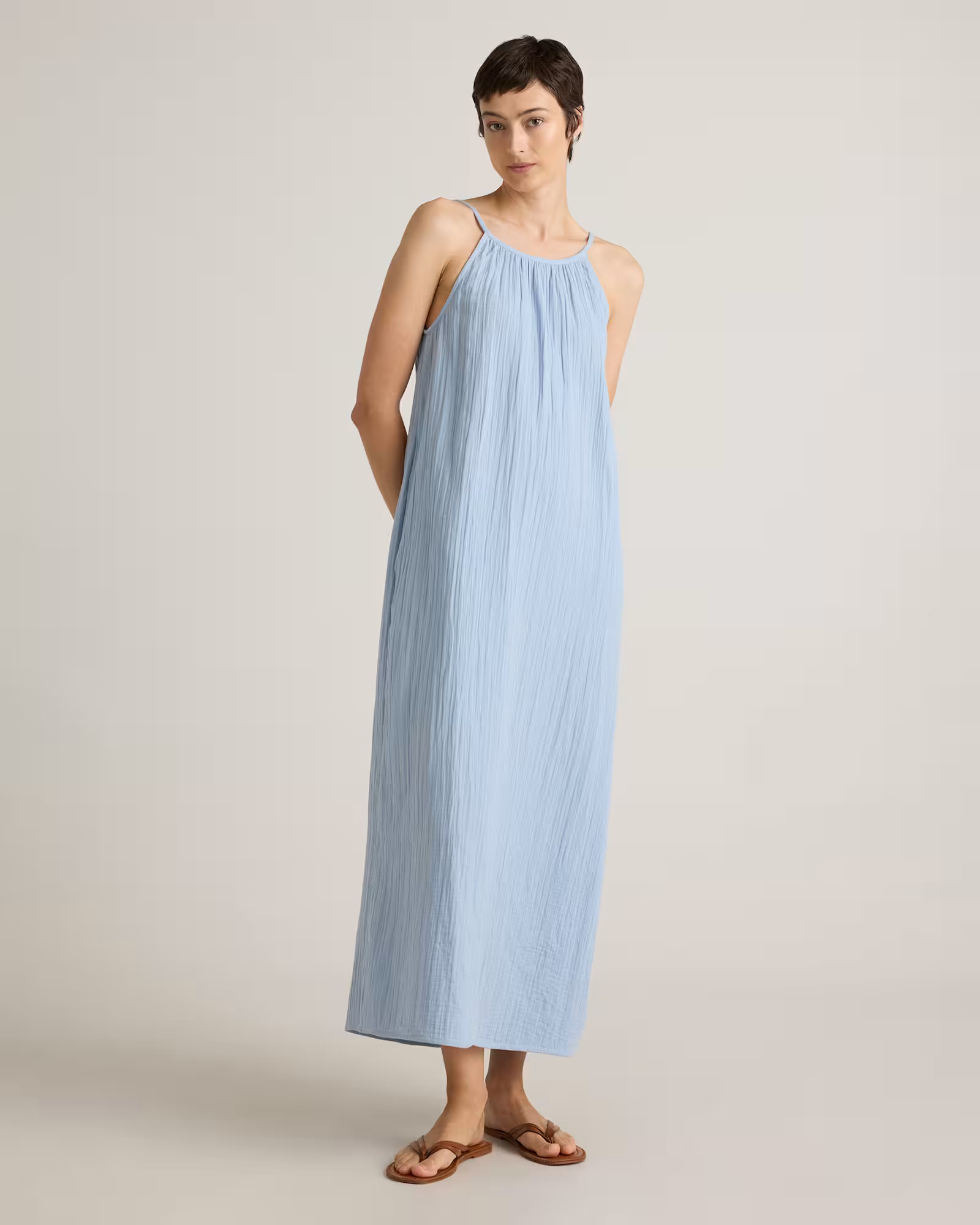 100% Organic Cotton Gauze Sleeveless Maxi Dress in Ocean Breeze | Quince