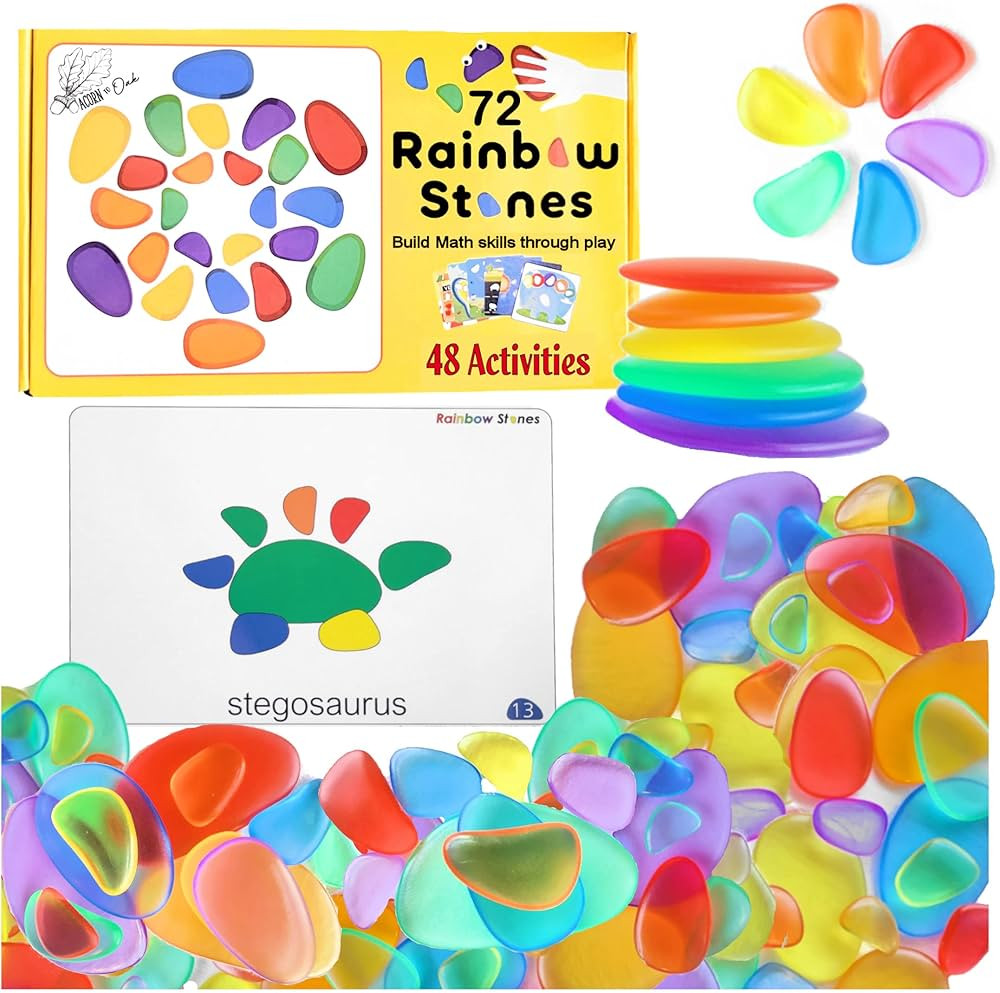 Acorn to Oak Rainbow Stones Activities Set 72 Stones Over 40 Learning Activities, Light Table man... | Amazon (US)
