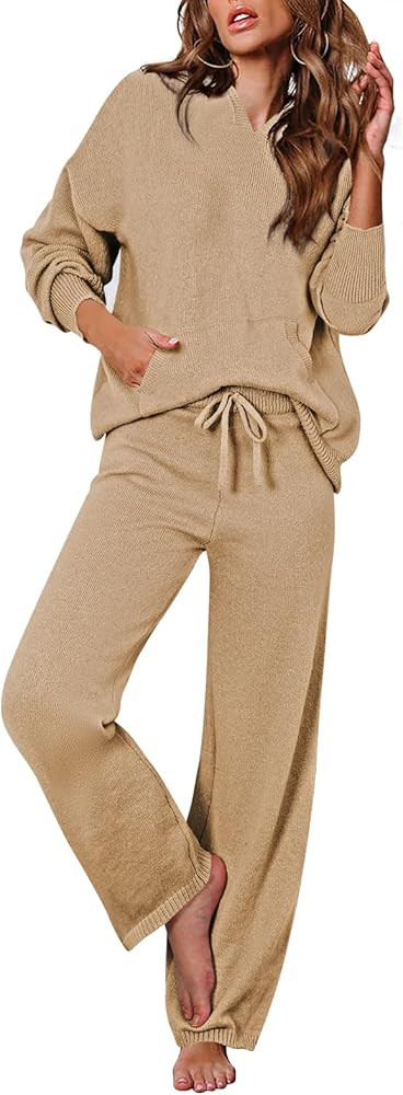 Pink Queen Sweater Set for Women Pullover Hoodie Matching Wide Leg Pants Loose Knitted Sweatsuit ... | Amazon (US)