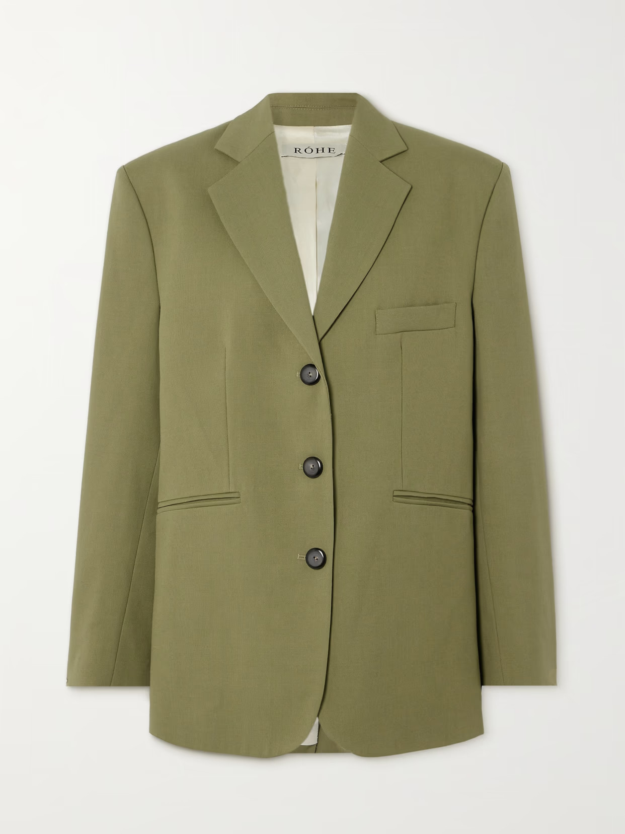 RÓHE - Oversized Grain De Poudre Wool Blazer - Green | NET-A-PORTER (US)