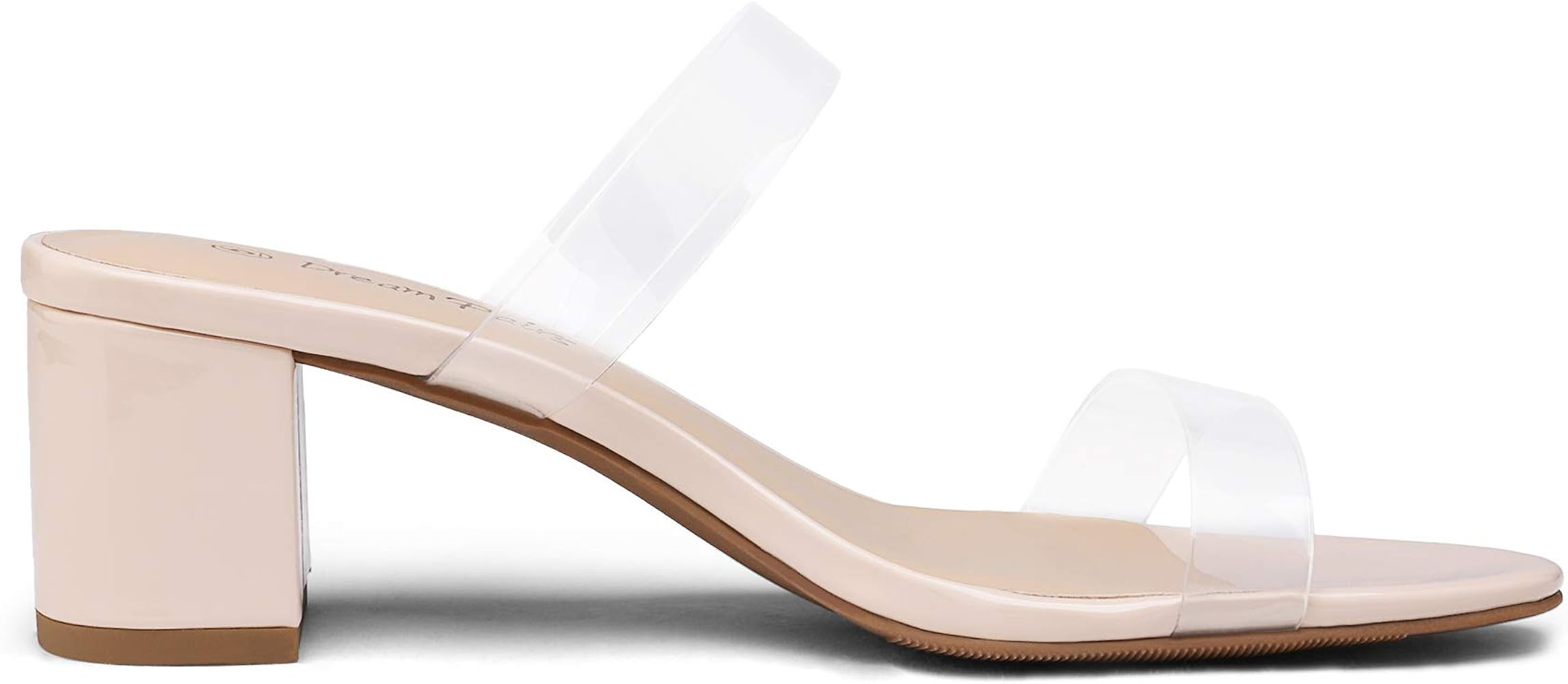 DREAM PAIRS Women's Two Strap Open Toe Low Block Chunky Heels Sandals Dress Pumps Shoes | Amazon (US)