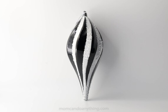 Black and White Glitter Swirl Drop Christmas Ornament 8 Inch - 3 Pack - For Holiday Decor, Wreath... | Etsy (US)