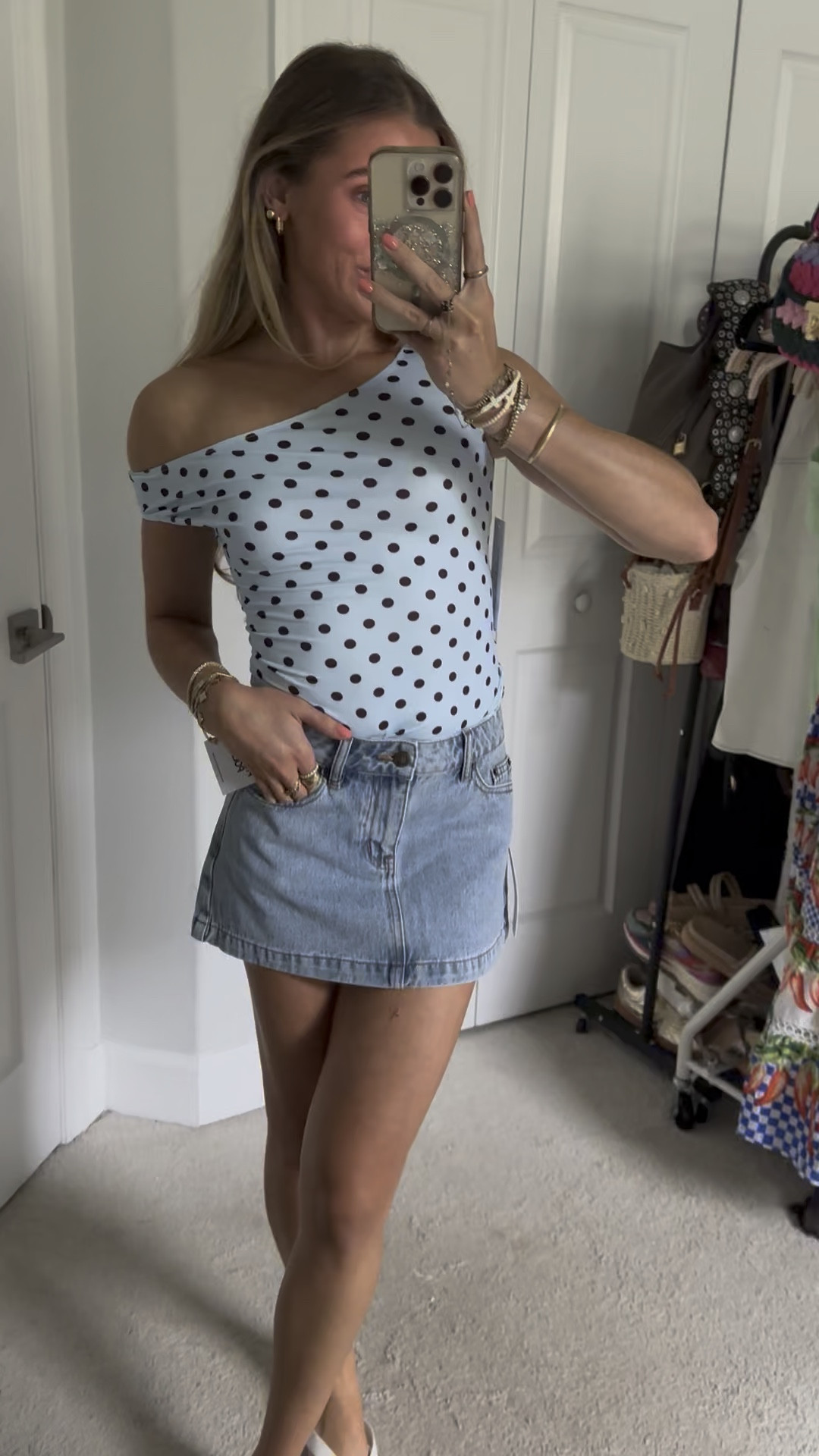 Princess Polly size 2 NICOLINA LOW RISE DENIM MINI SKIRT ICE BLUE WASH (SIZE UP) paired with the size 2 CHEIROSA OFF SHOULDER TOP BLUE / BROWN. 

Code is SLOANE20! Princess Polly. @princesspolly I wear the size US 2 in Princess Polly typically but always recommend sizing up because their clothing tends to run small. 
#tryon #tryonwithme #tryonhaul #princesspolly #springstyle #springvibes #springoutfits #springfashion #summerlooks #summeroutfit #summervibes #capsulewardrobe #fashioninspo #outfit #outfitinspo #princesspollyhaul #princesspollytryonhaul #princesspollytryon #fyp 

#LTKFindsUnder50 #LTKSaleAlert #LTKStyleTip